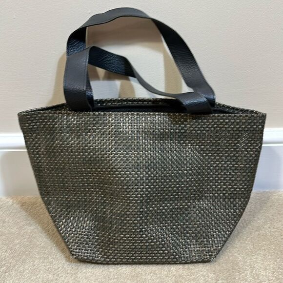chilewich Handbags - Chilewich Small Woven Market Tote Green with Black Handles